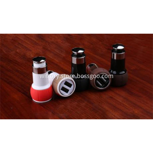 Leather grain with piston head smart car charger